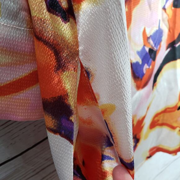 Natori Women's Satin Watercolor Pansy Pockets Night Shirt Dress Size Small - Picture 12 of 15